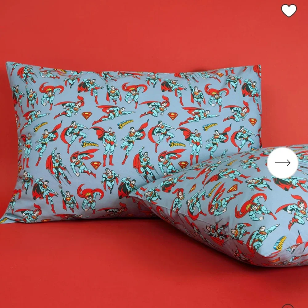 Posh Peanut Superman Standard Pillowcases in Light Blue & Red Accents set of 2